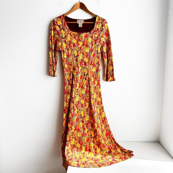 April Cornell Colourful Bias Cut Floral Dress M - Picture 2 of 8